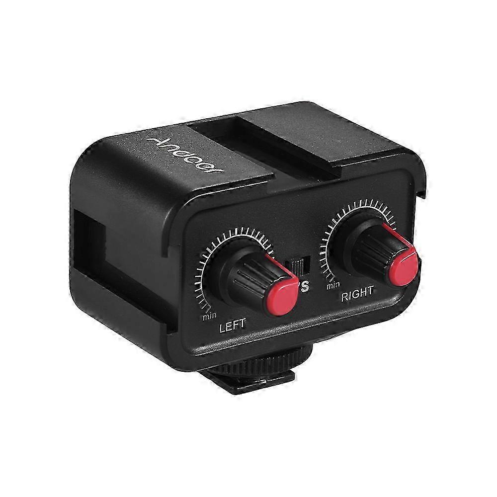 Andoer WS-VS Dual-Channel Microphone Audio Mixer Adapter & Cold Shoe Mounting Hub 3.5mm Stereo Output for DSLR Camera Camcorder
