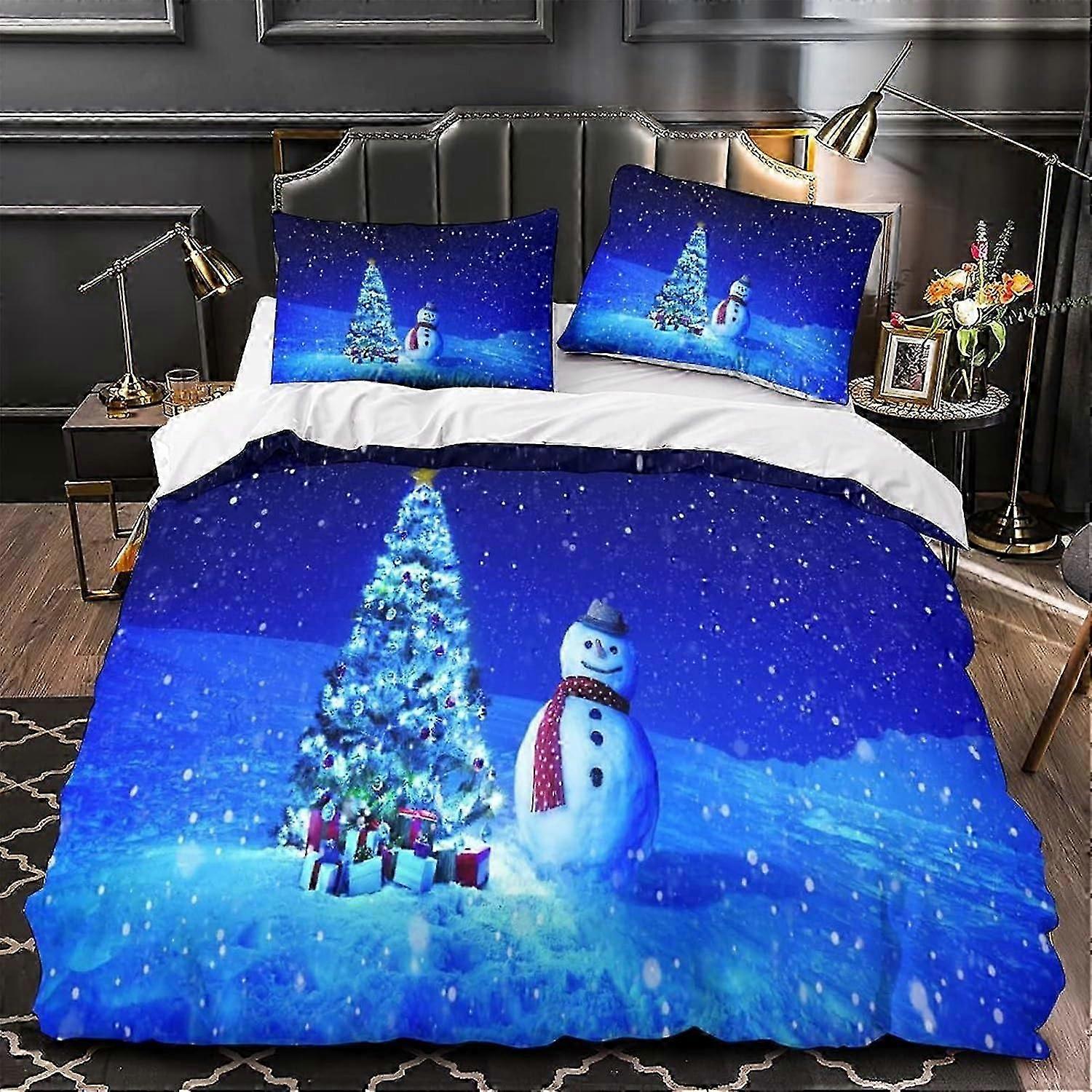Conjunto de Capa de Edredom com Conjunto de Presente de Natal com Impressão de Natal para Crianças Adolescentes Adultos Capa de Edredom com Fechamento