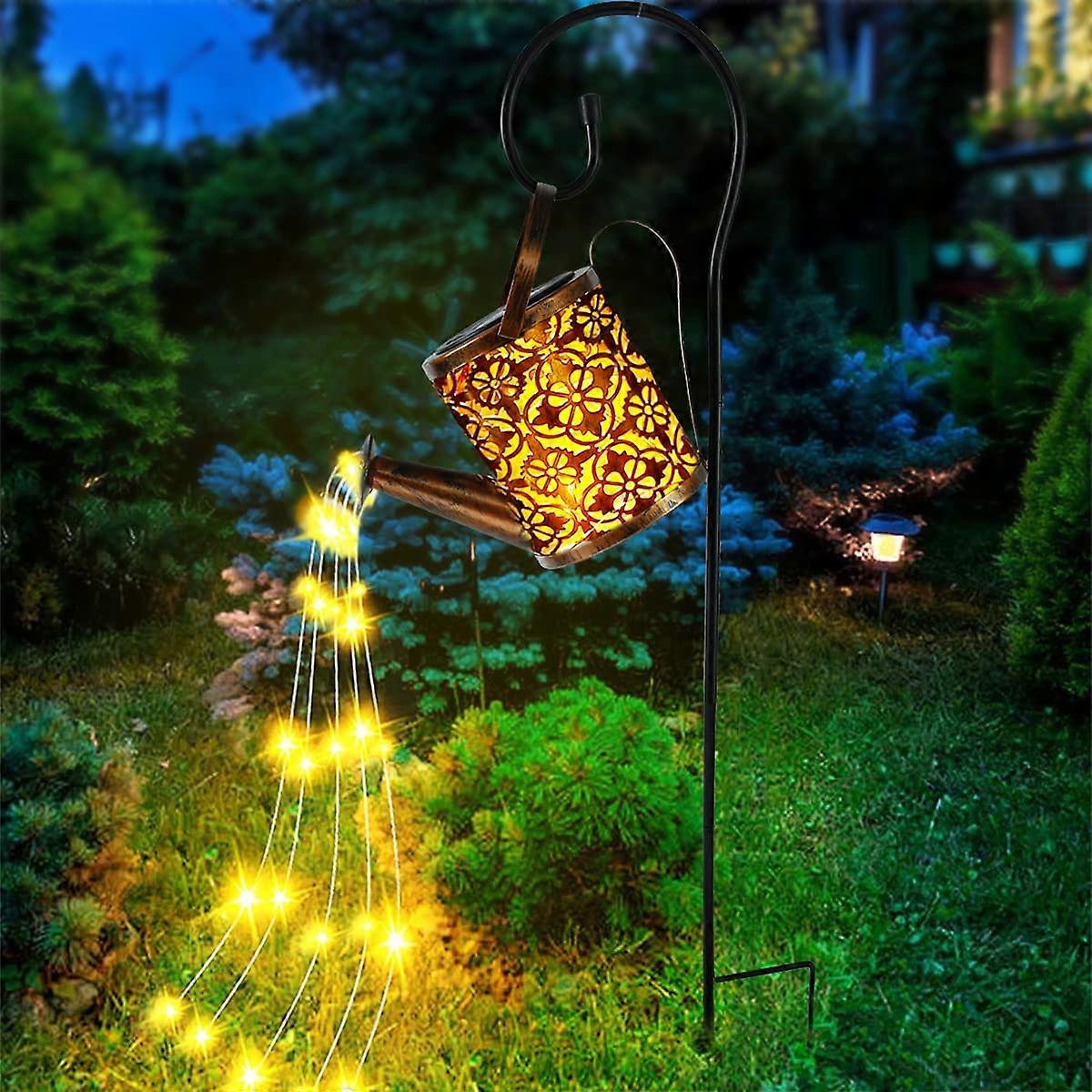 Solar Watering Can Light - Large Retro Metal Solar Garden Lights, Waterproof Fairy String Lights for Pathway and Patio Yard