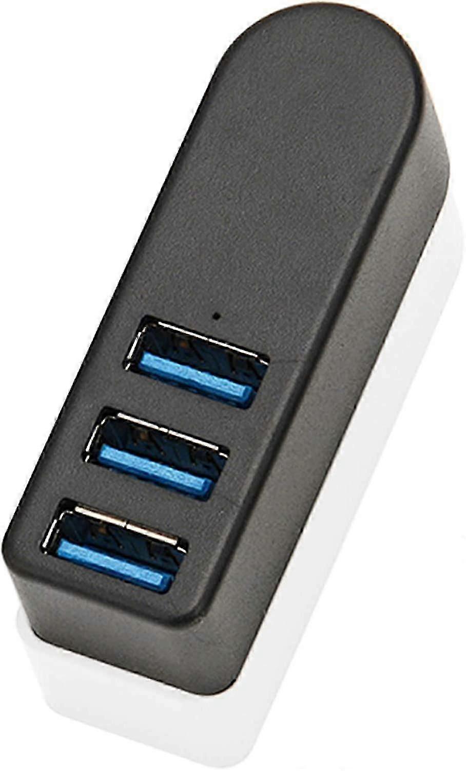 Aluminum 3-port usb 3.0 hub with 270-degree rotation, mini data hub black