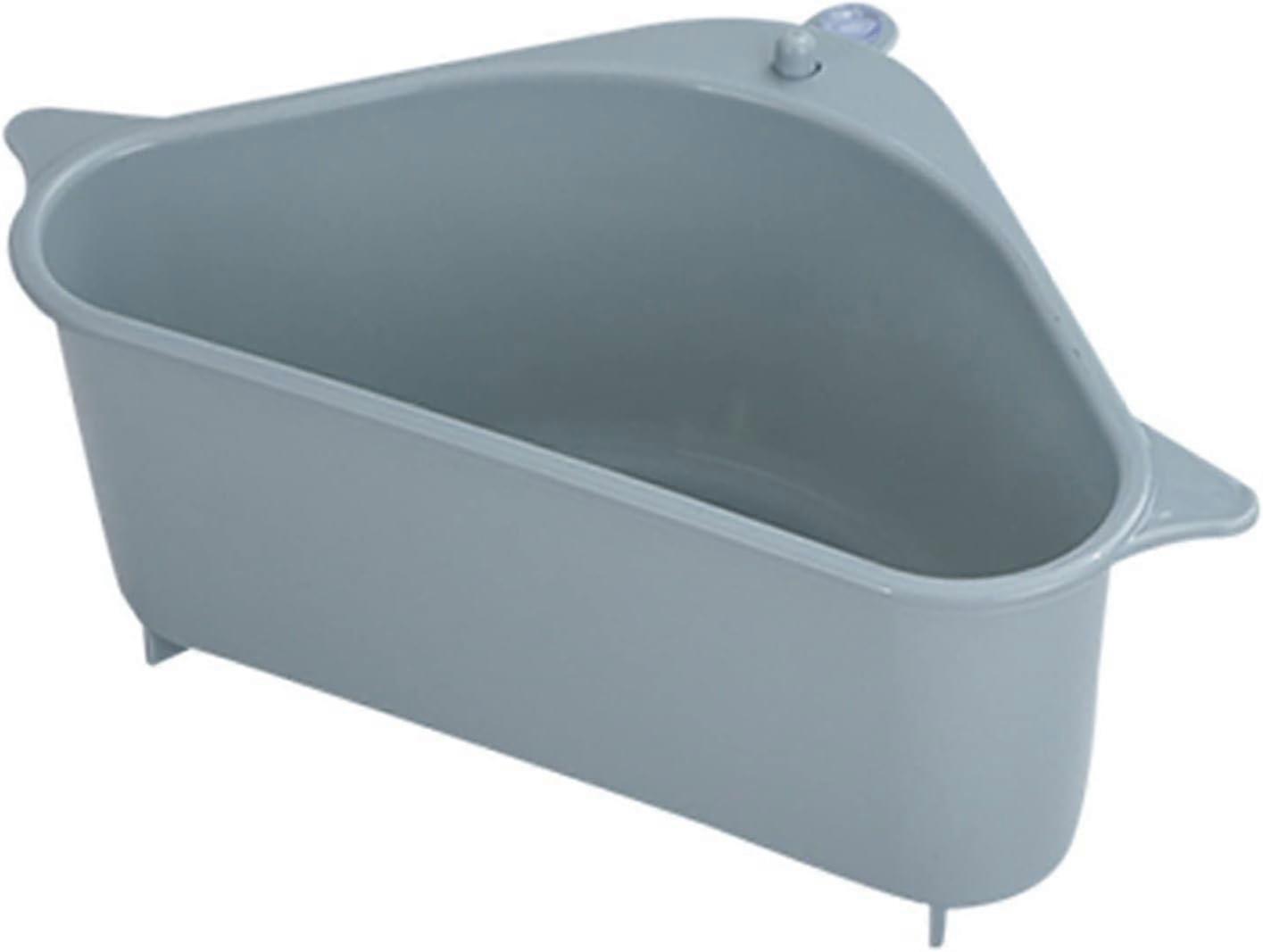 Kitchen sink triangular drain basket with suction cup, can hang fruit and vegetable peel storage basket, can put sponge rack (color: blue)