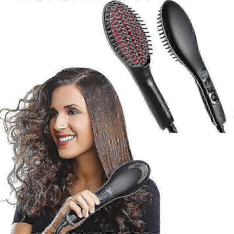 Heated Hair Straightener Brush Comb with Auto-Off Function