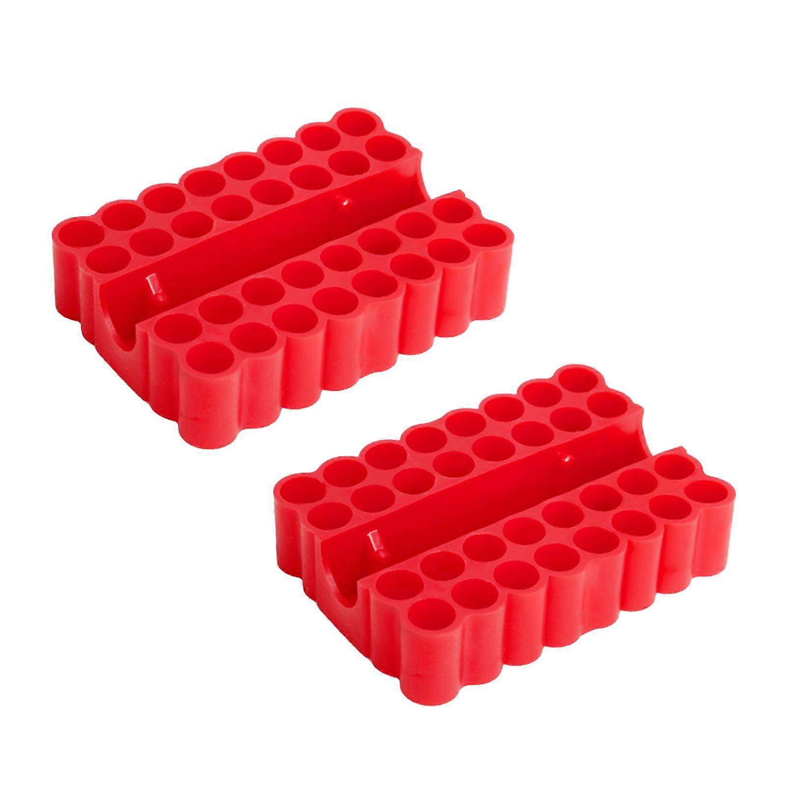 32 Holes Bit Holder Hex Shank Batch Head Shank Storage Screwdriver Drill Organizer High Elasticity PVC Rubber Box  Red