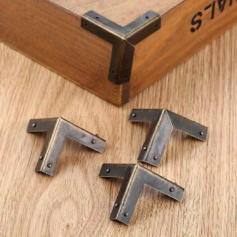 2 σετ vintage μπρούντζινα προστατευτικά γωνιών για ξύλινα κουτιά, μπαούλα κρασιού και έπιπλα - αντίκα φινίρισμα, μεταλλικά είδη