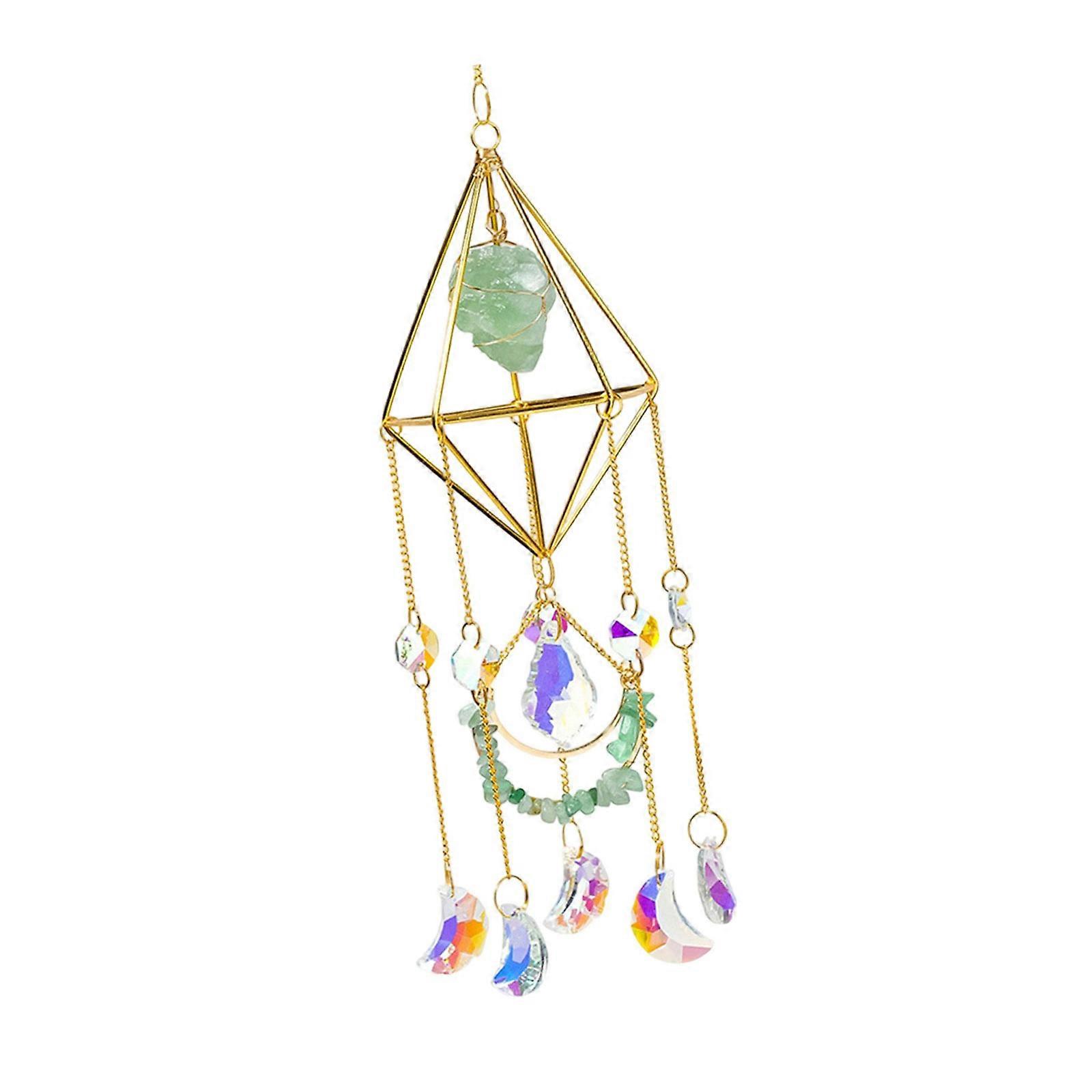 Raws Crystal Geometries Wind Chimes for Balcony Hanging Decoration and Ambient Sound Creation Multicolor