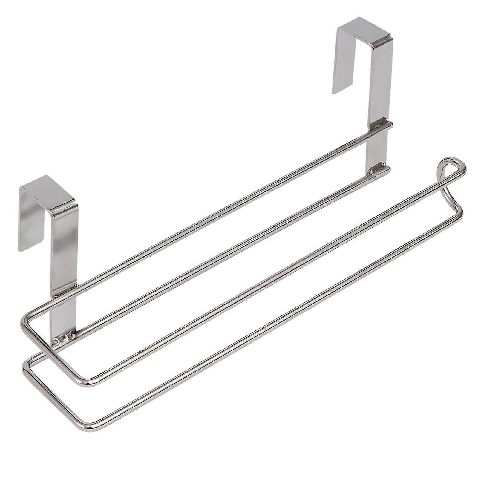 Stainless Steel Paper Towel Holder with Dual Hooks, No Drill SpaceSaving Kitchen Rack for Countertops