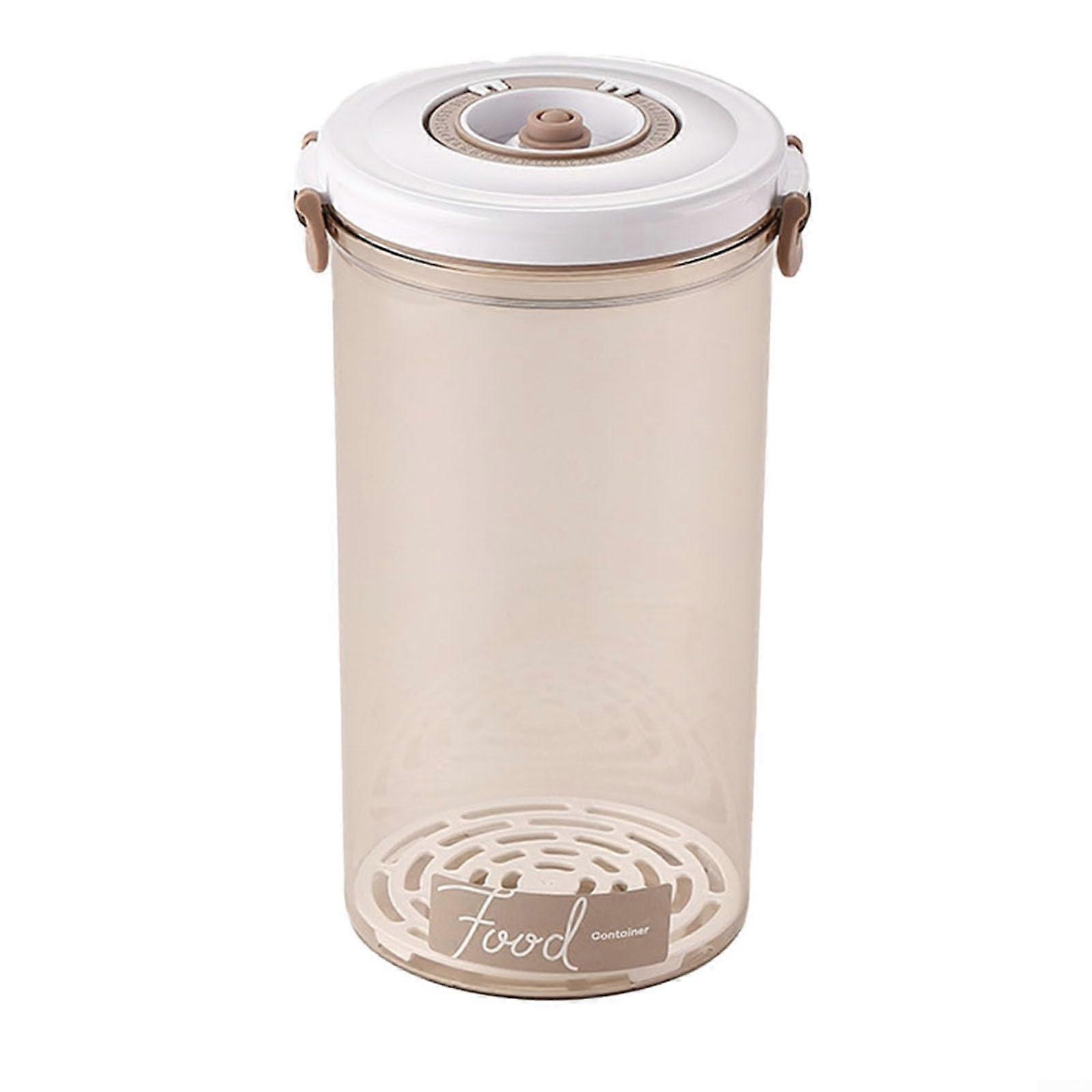Food Storage Container with Airtight Vacuum Seal Button for Kitchen Pantry Organization (Large, Transparent)