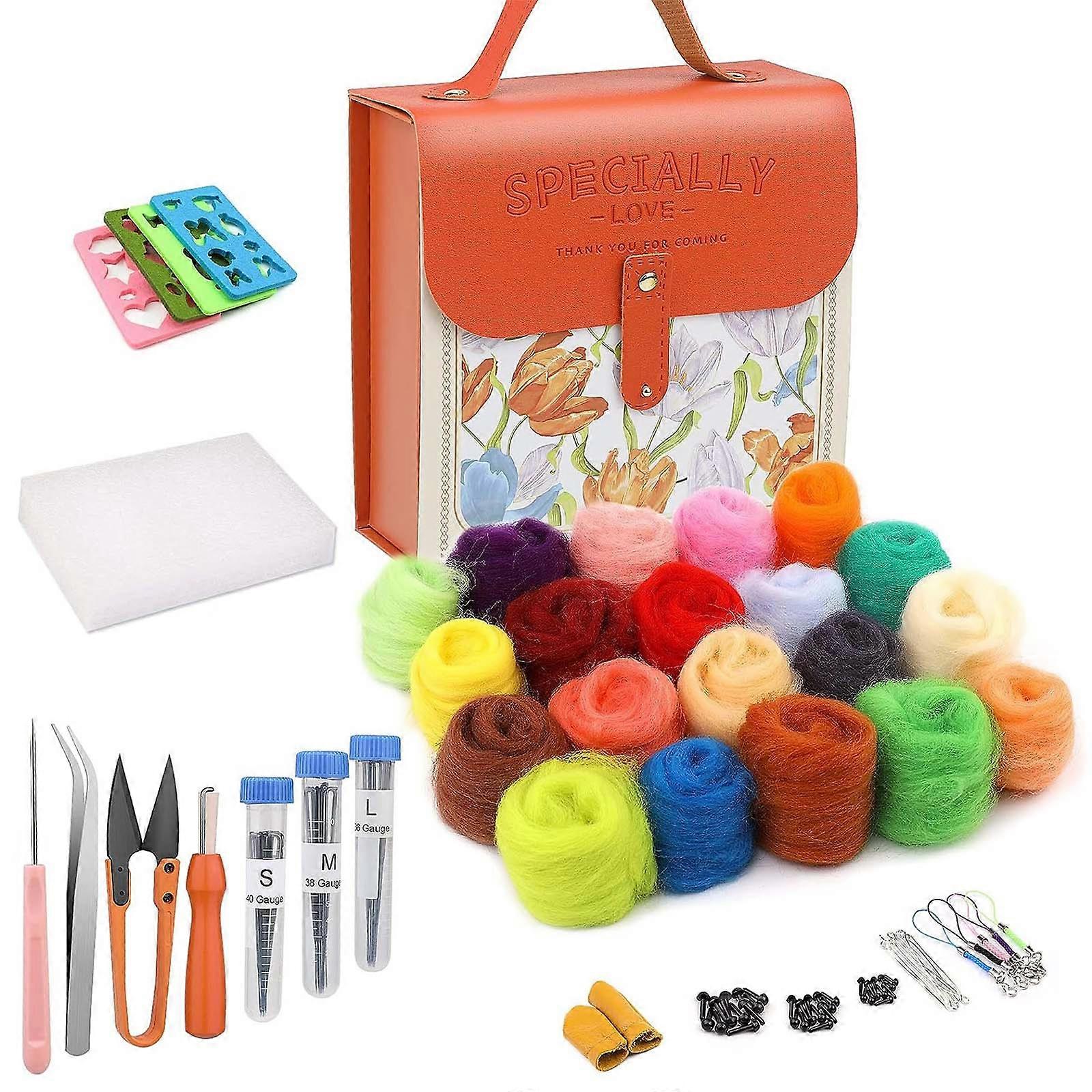 20 Colors Needle Felting Kits for Adults Beginner Wool Felt Tool Handmade Felt Needle Felting Fabric Material Accessory  orange