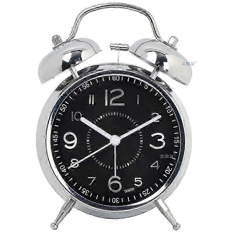 4.5-Inch Twin Bell Alarm Clock with Metal Frame and Backlight - Reliable Desk Clock for Home and Office Use in Britain