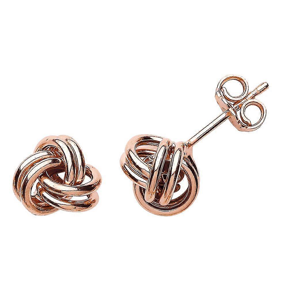 Jewelco London 女士镀玫瑰金纯银 Love Me 结耳钉