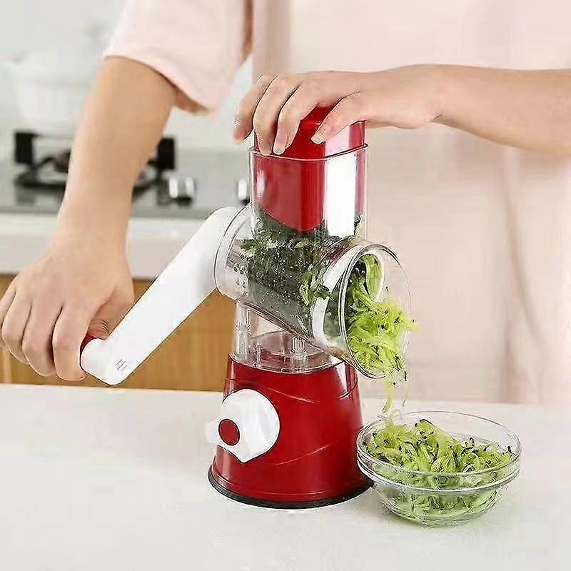 Vegetable Cutter & Slicer Manual Kitchen Cheese Chopper Machine with 3 compatible with Sharp Drums, Multifunctional Garlic Potato Shredder