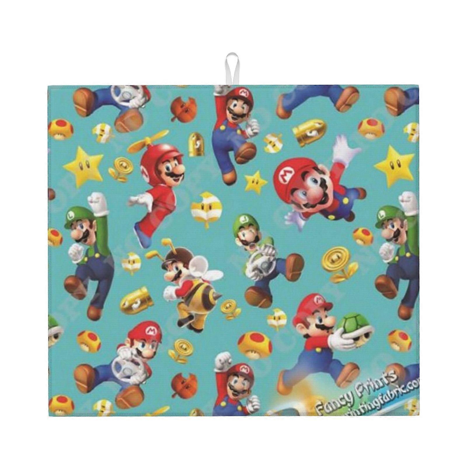 Mario Dish Drying Mat For Kitchen Counter, Microfiber Dish Mat, Fast Absorbent Draining Pad