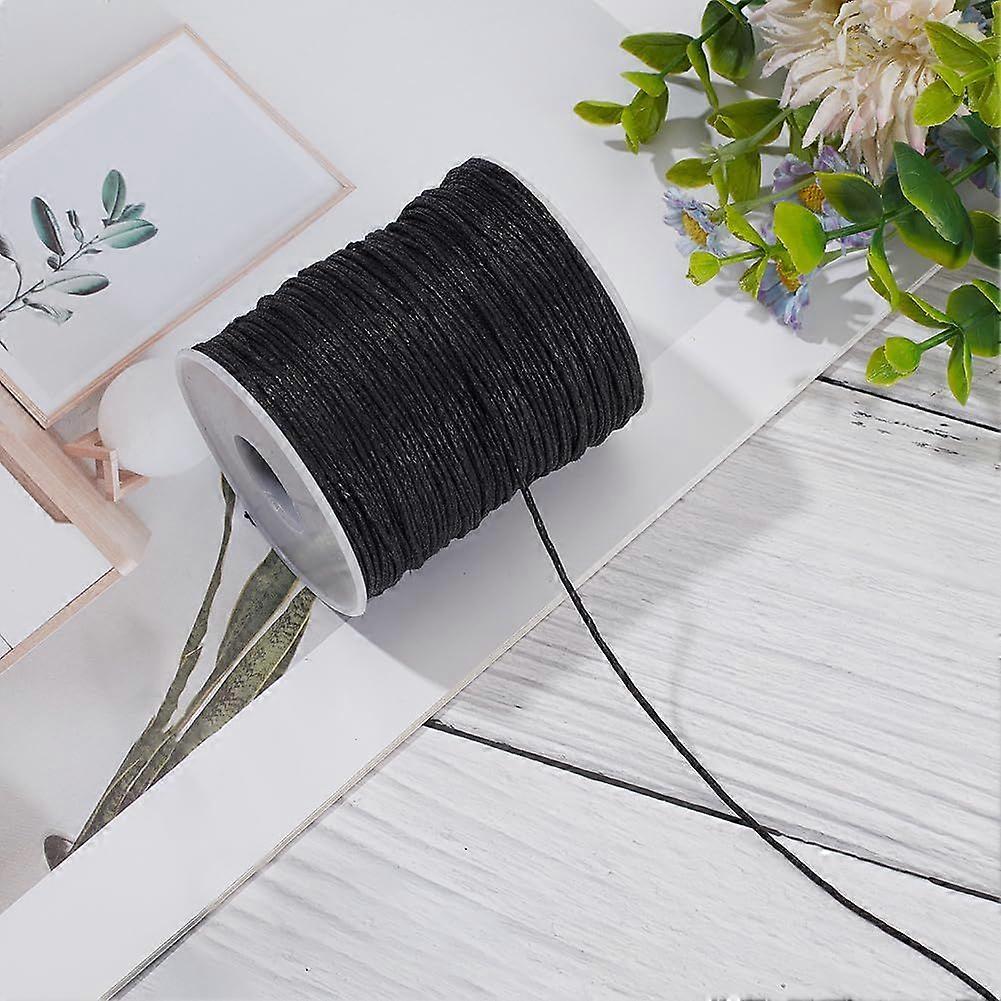 1 Roll 1mm Black Waxed Cotton Thread Cord 100 Yards Macrame String for Jewelry Making Crafting Projects