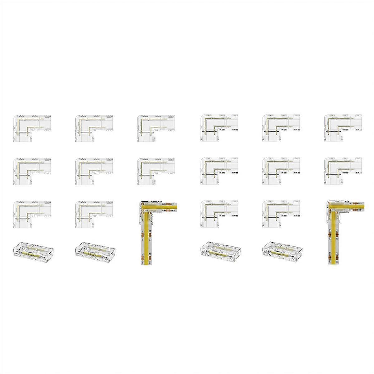 8mm Connector 16Pc L-Shaped/Corner Connector,4Pc Gapless Connectors for COB LED Strip Lights,NOT for