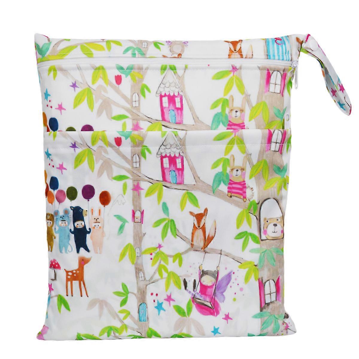 [Sigzagor] Wet Dry Bag With Two Zippered Baby Diaper Nappy Waterproof Reusable Washable