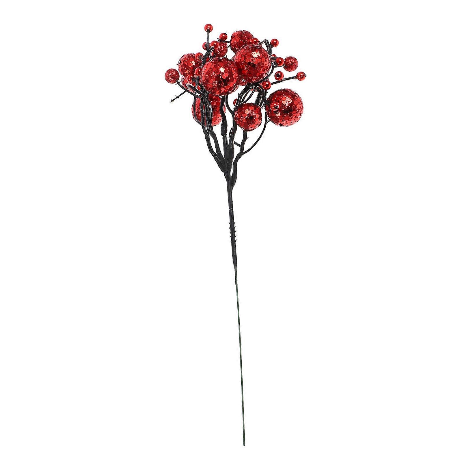 Sparkling Berry Stem Artificial Berry Twig for Decor 1 Piece Red Christmas