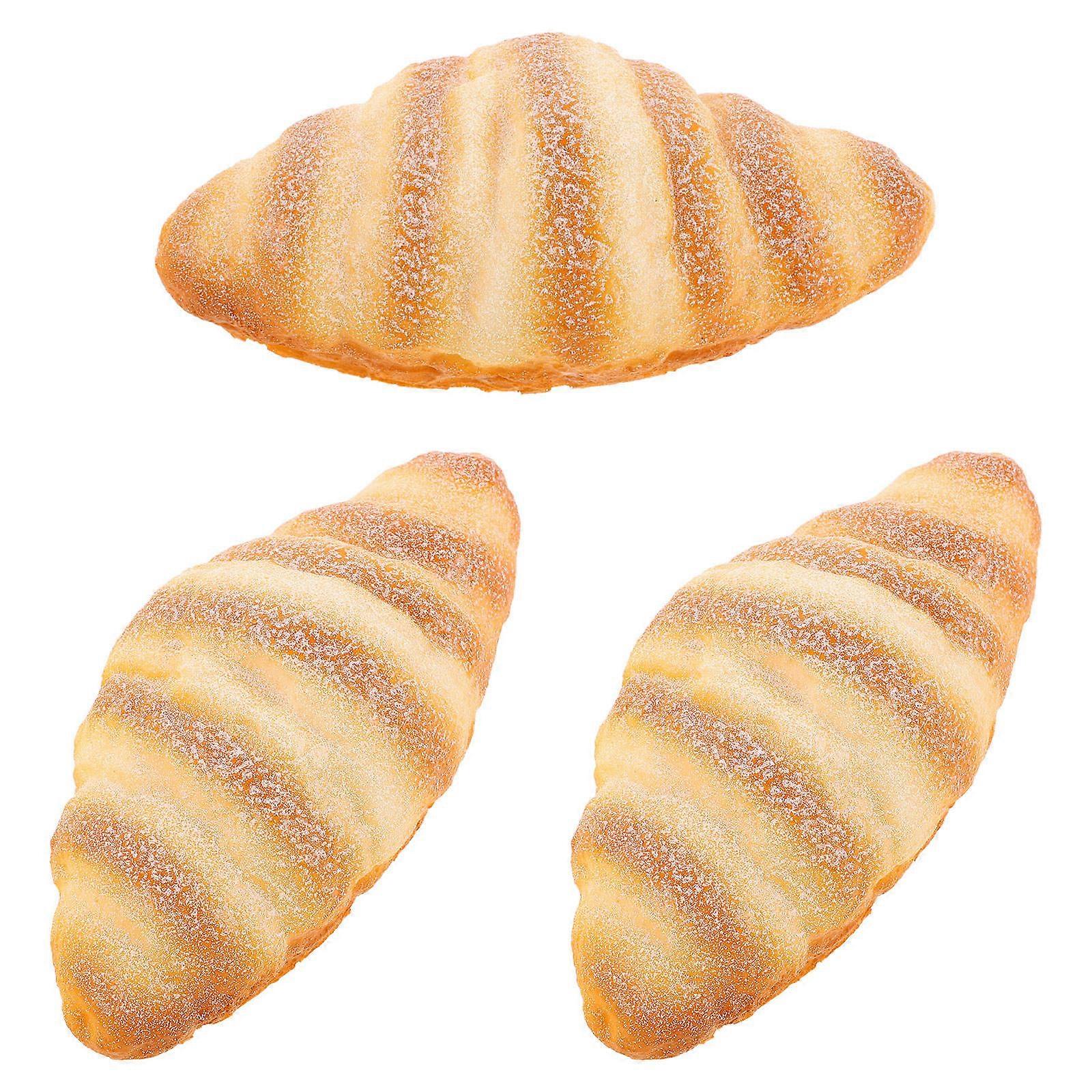 Simulation Food Model Faux Bread for Decoration 3Pcs Realistic Artificial Bread