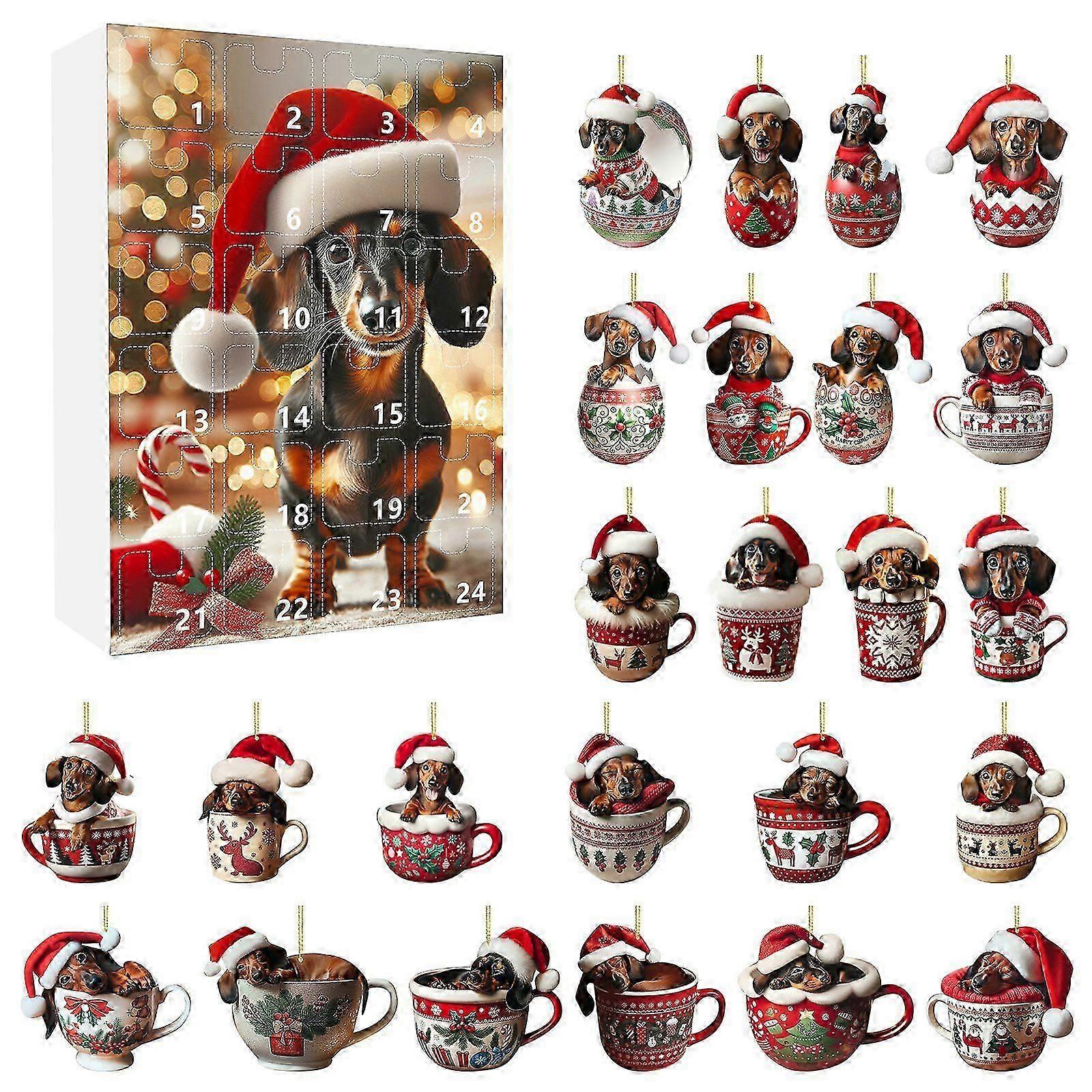 2025 Christmas Dachshund Advent Calendar, Christmas Holiday Advent Calendar 2D