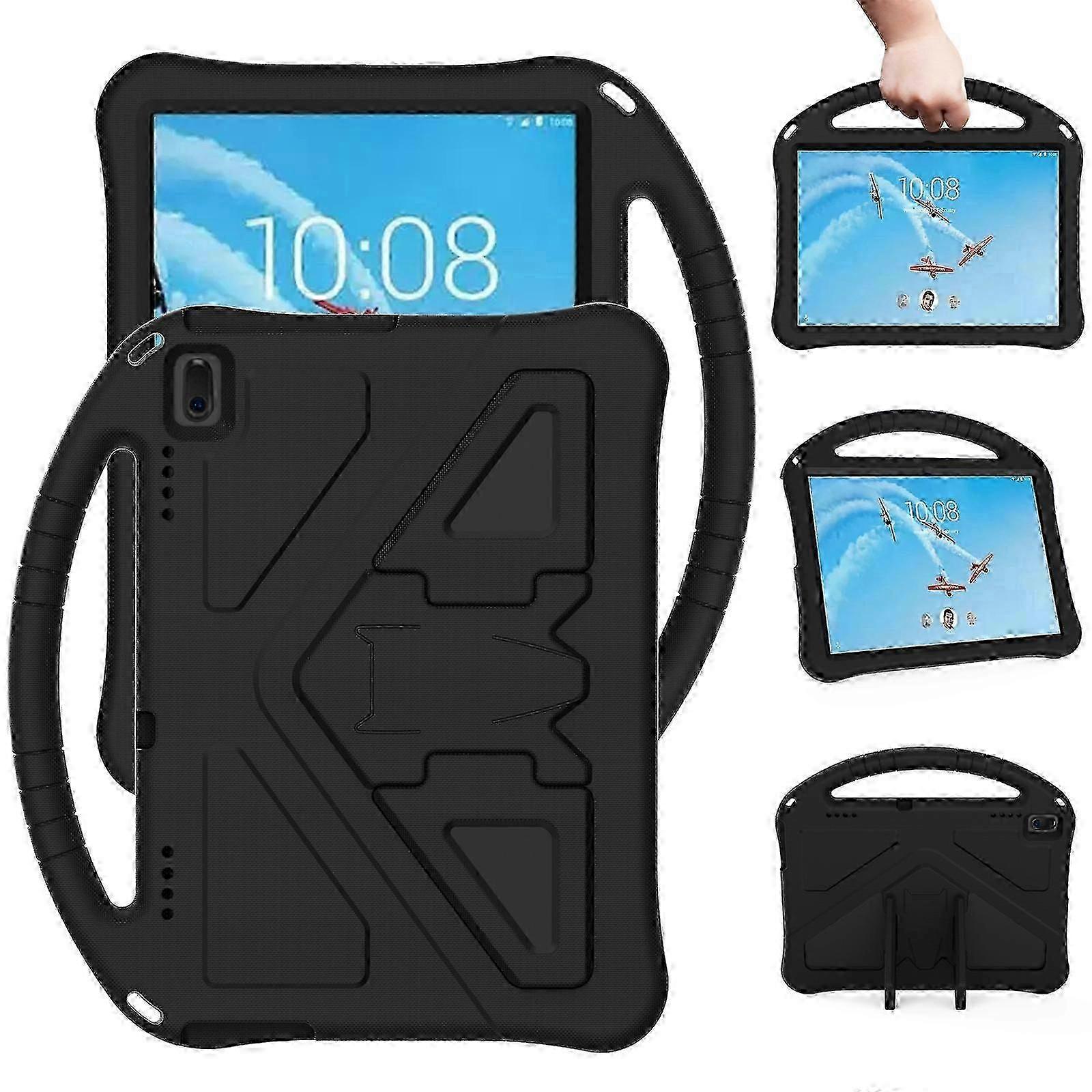 Black Protective Case Shell for Lenovo Tab E10 TB-X104F with EVA Flat Design and Anti-Falling Holder