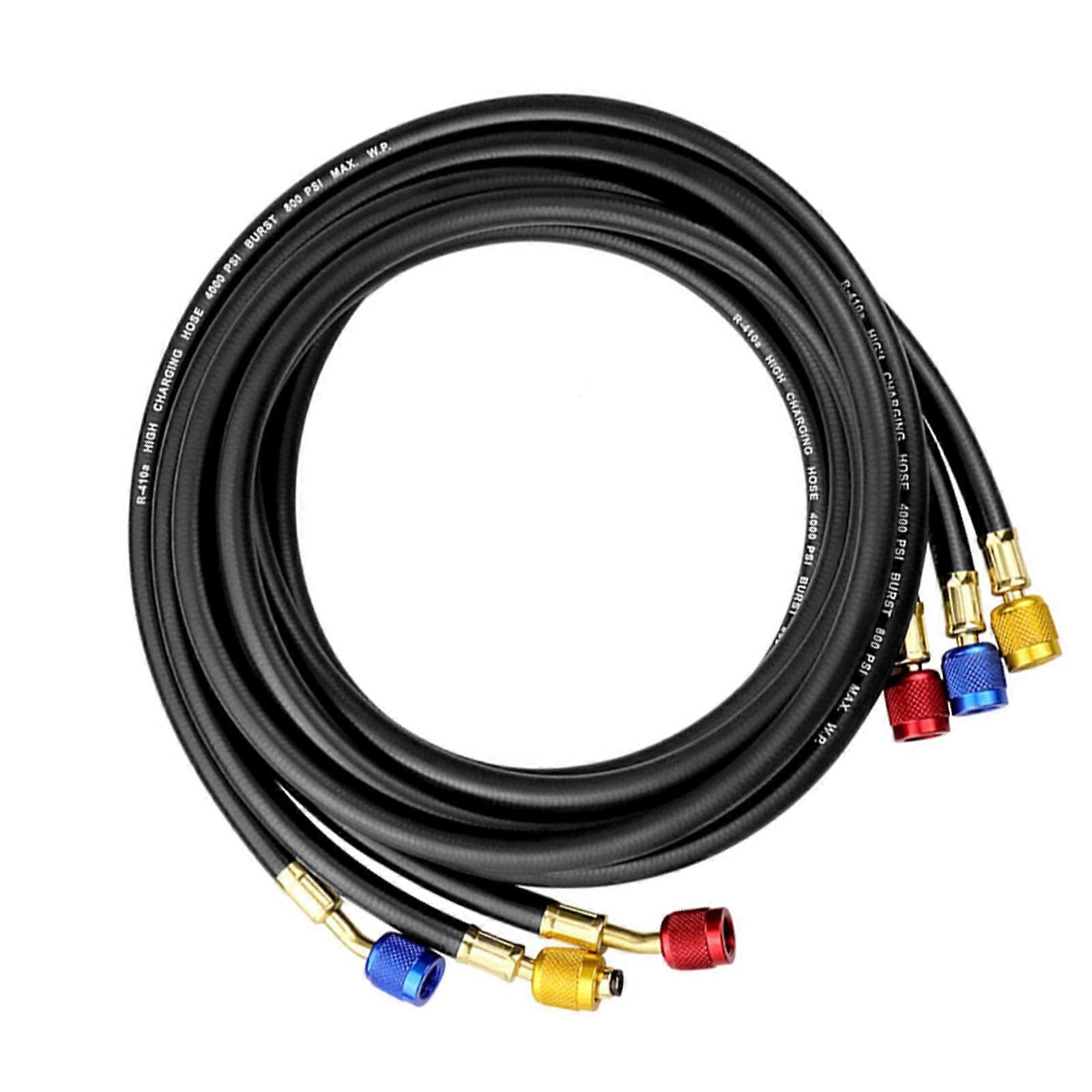 Professional Refrigerant Charging Hose Set for AC , ColorCoded 0.9M with Flow Control Valves