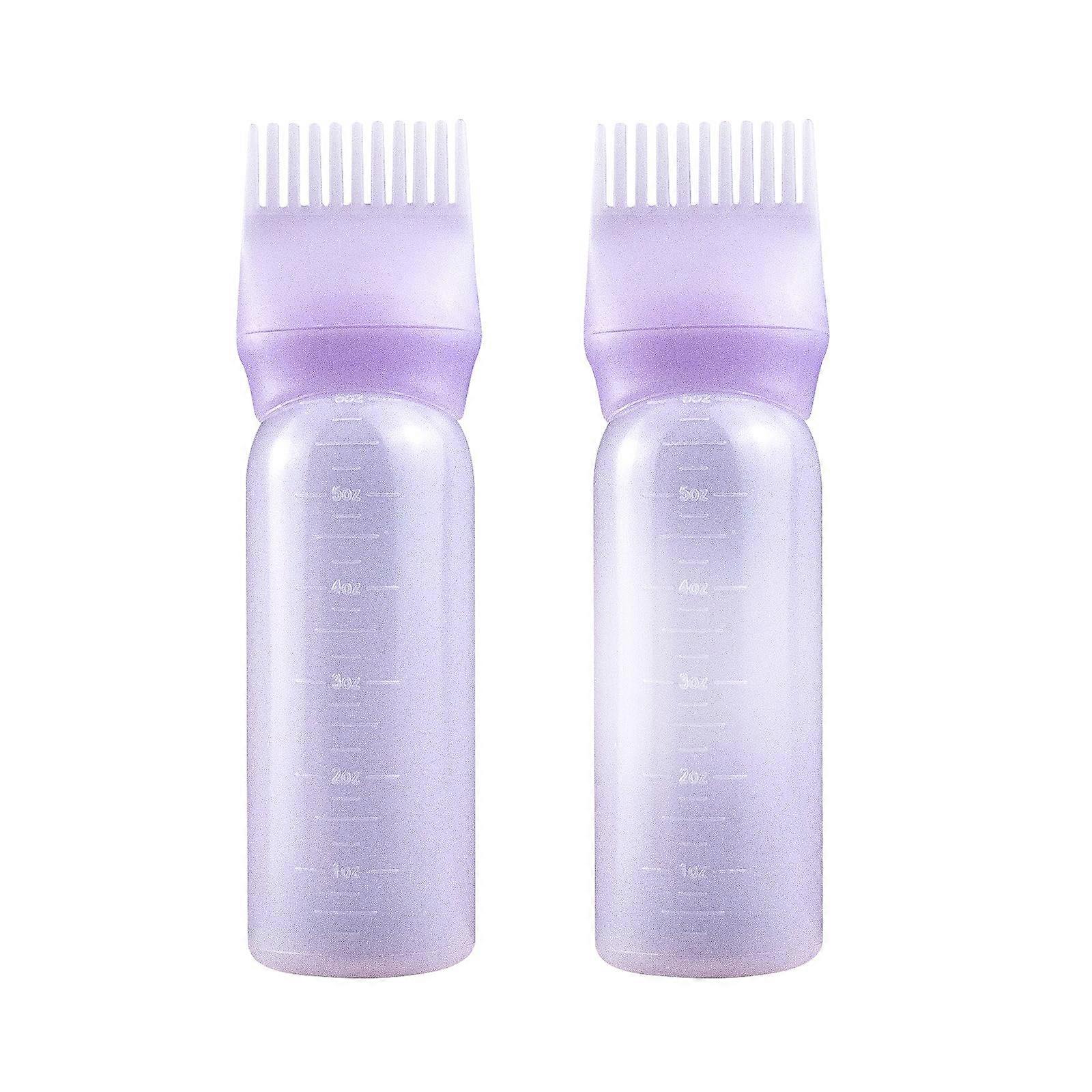 Hair Dye Applicator Bottle with Root Comb, 6oz, Precise Root Application, 2 Pack Purple