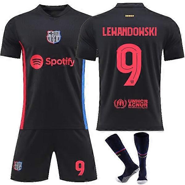 Maillot extérieur du FC Barcelone 24-25, tenue enfant, n°9 Lewandowski-WELLNGS, taille XXL