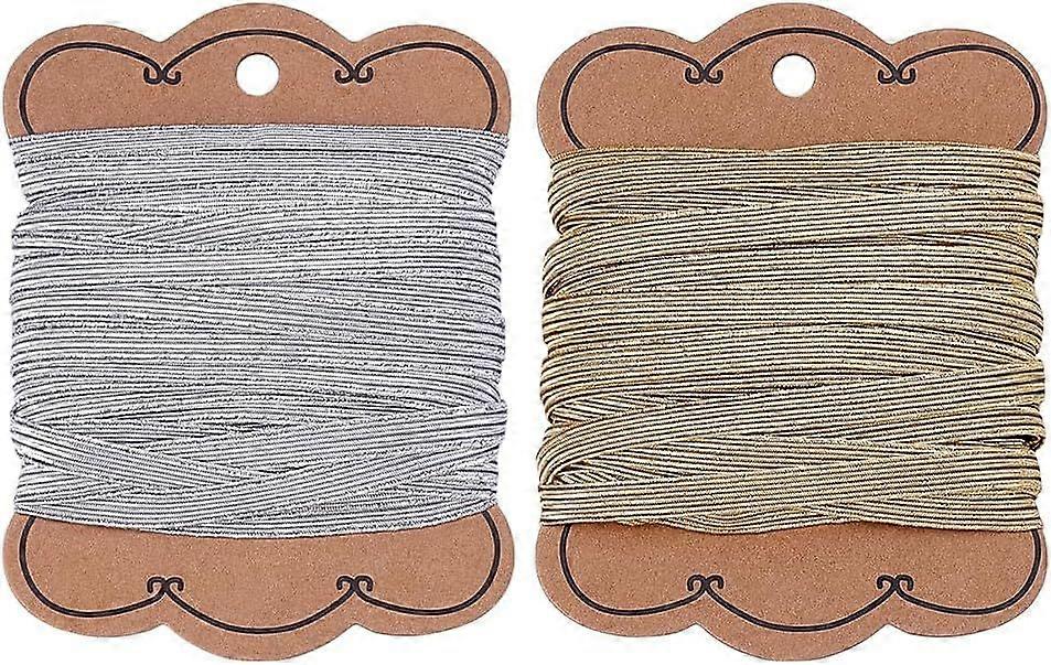 32.8 Yards 1/4 inch Width Gold Silver Elastic Bands Metallic Flat Elastic Cord Stretch Strap Glitter Ribbon Elasticity Knit Band for Sewing and Elasti