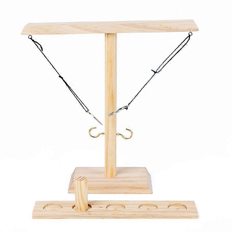 2 Player Wooden Ring Toss Game Adjustable String Durable Hook and Ring Game Set Handmade Handheld Board Games Bar