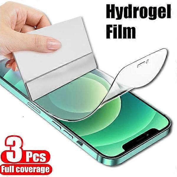 3Pcs Soft Hydrogel Screen Protector for compatible with iPhone 16 15 14 13 12 11 Pro Max XS XR X 7 8 Plus - TPU Silicone Film