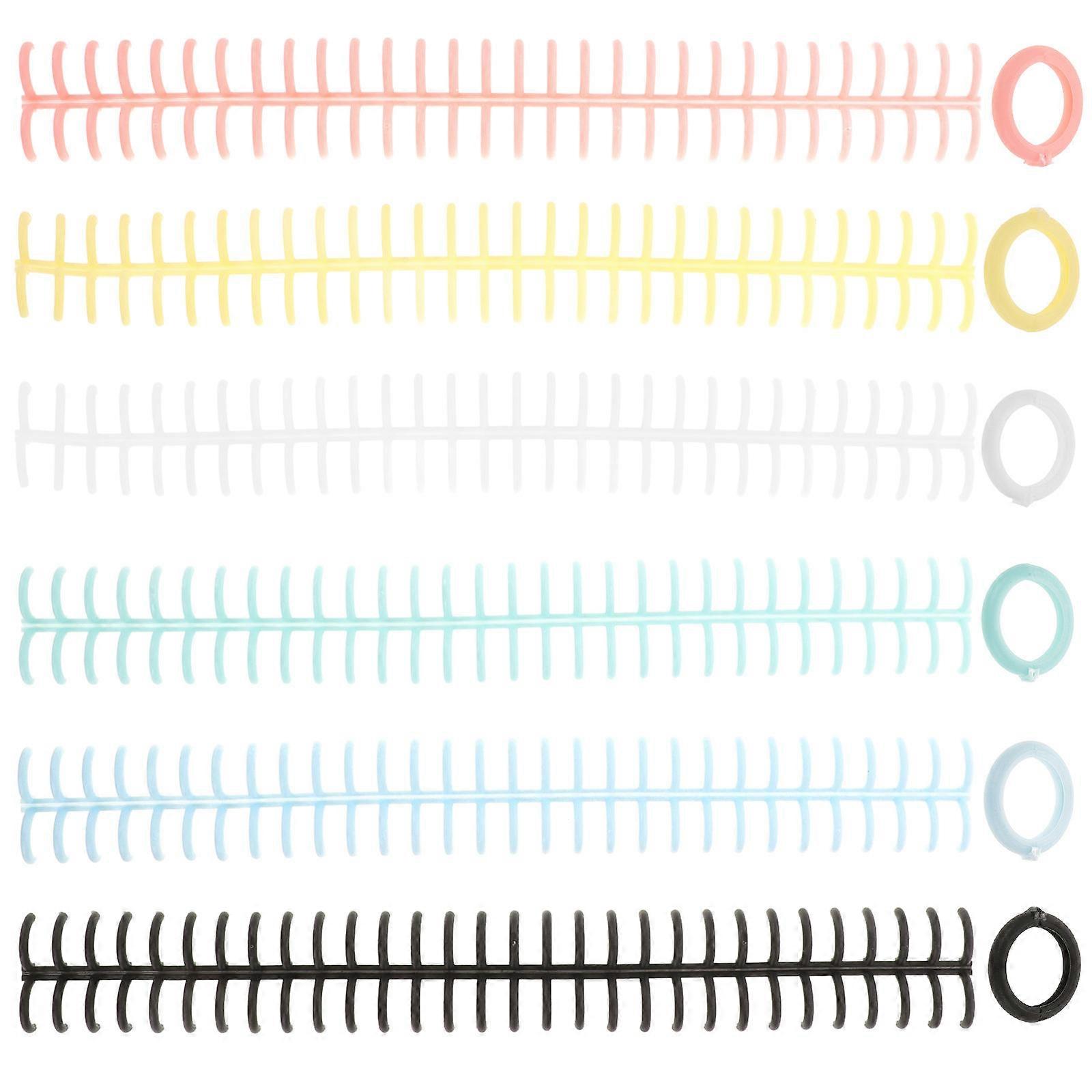 Notebook Binding Coils Plastic Rings Assorted Color for 6Pcs Spiral Binding