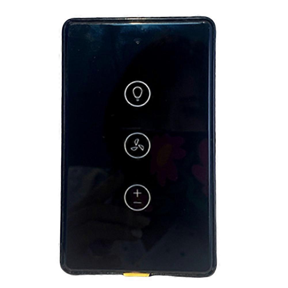 Smart Home WiFi Fan Light Switch Wall Remote Control Touch Panel Switch Tuya APP Voice Timing Control US-Plug Black