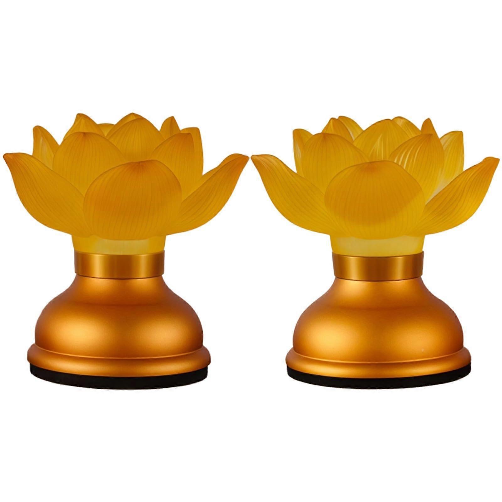 LED Light 2 Pcs Yellow Flower Design Rechargeable USB Dual Power Adjustable Brightness