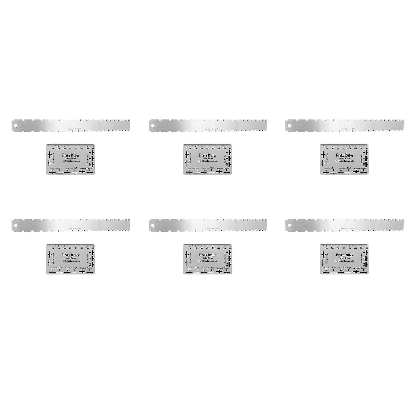 6X Guitar Neck Notched Straight Edge Luthiers Tool with String Action Ruler for Gibson 24.75 Inch and Fender 25.5 Inch