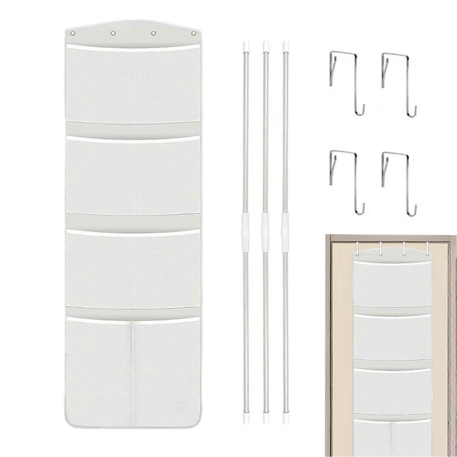 Over Door Toy Organizer with 4 Large Mesh Pockets for Plush Animal Storage in Nursery