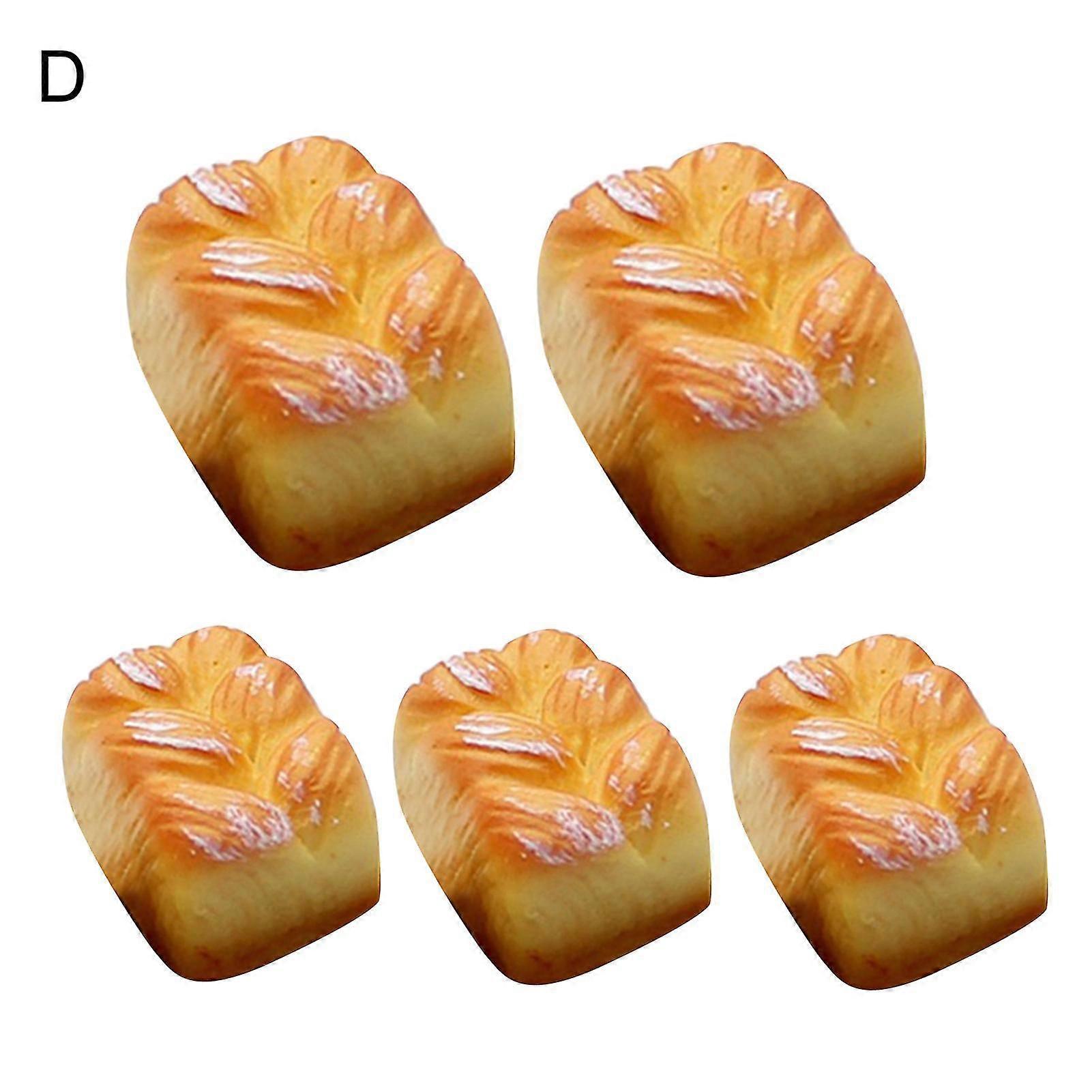 5pcs Resin Bread Design Simulation Miniature Dollhouse Model Toy Phone Decor