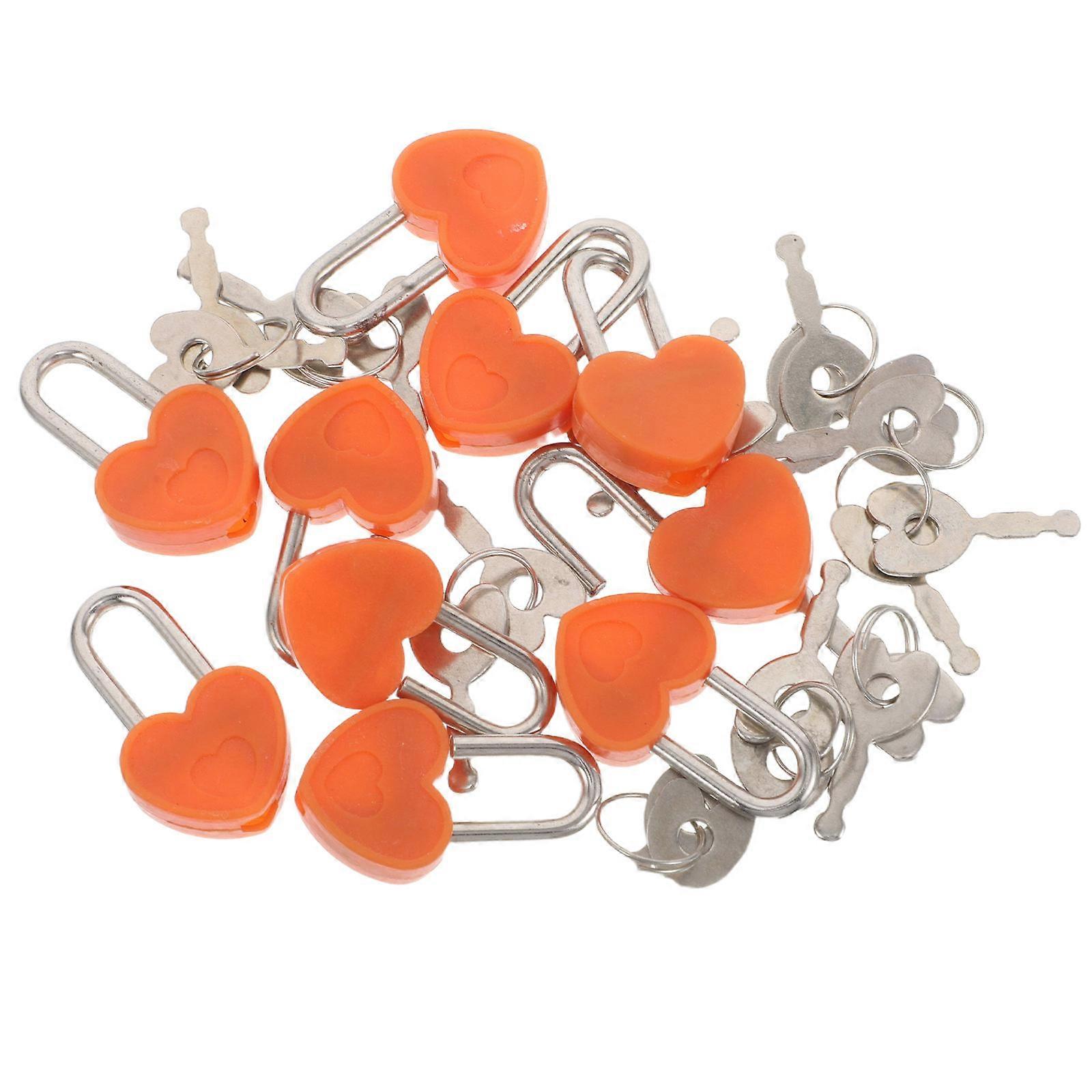 Lock Head Key Prop Mini Heart Shaped Lock for Treasure Chest 10Sets
