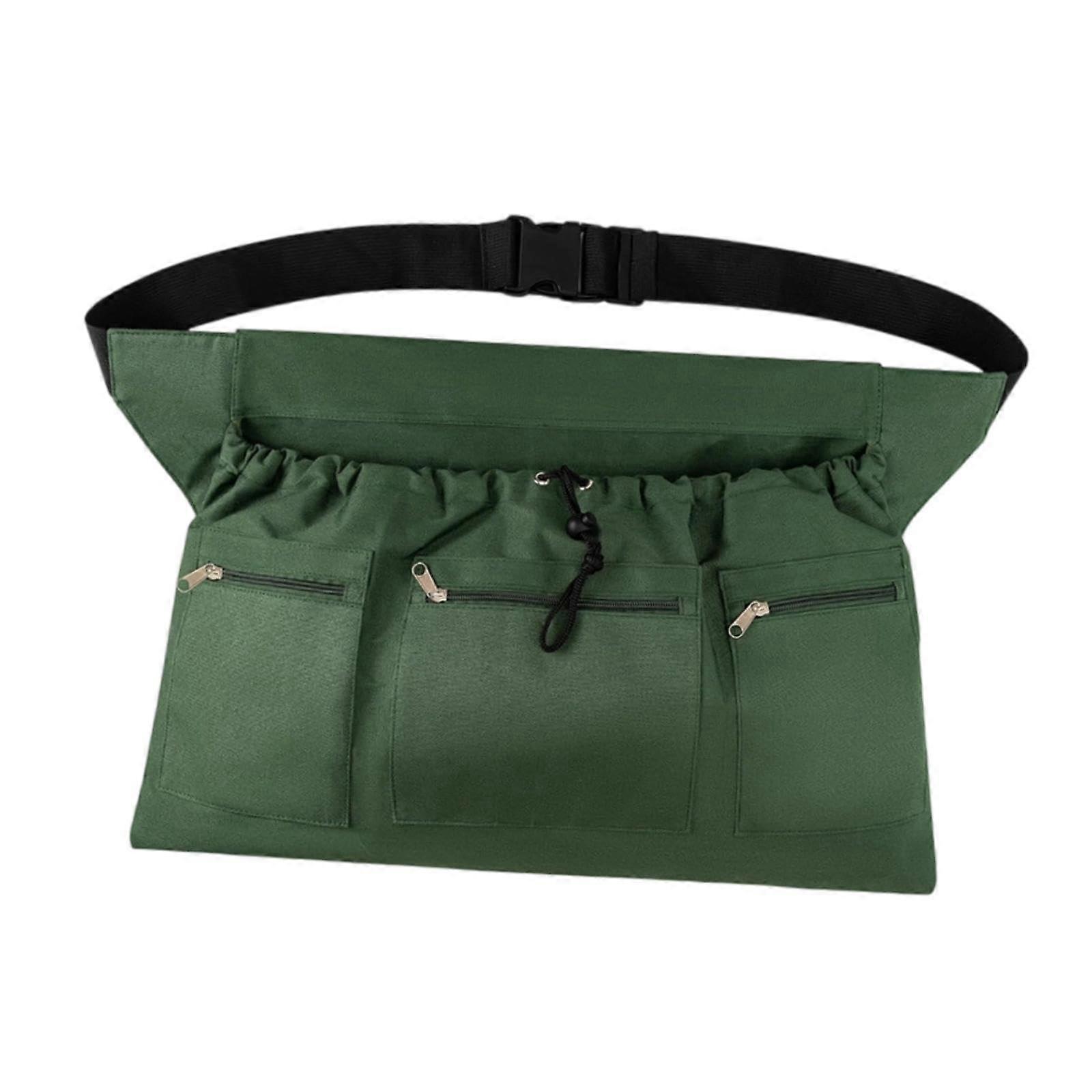 Gardening Apron with Multiple Tool Pockets, Adjustable Lightweight Harvest Picking Apron Green