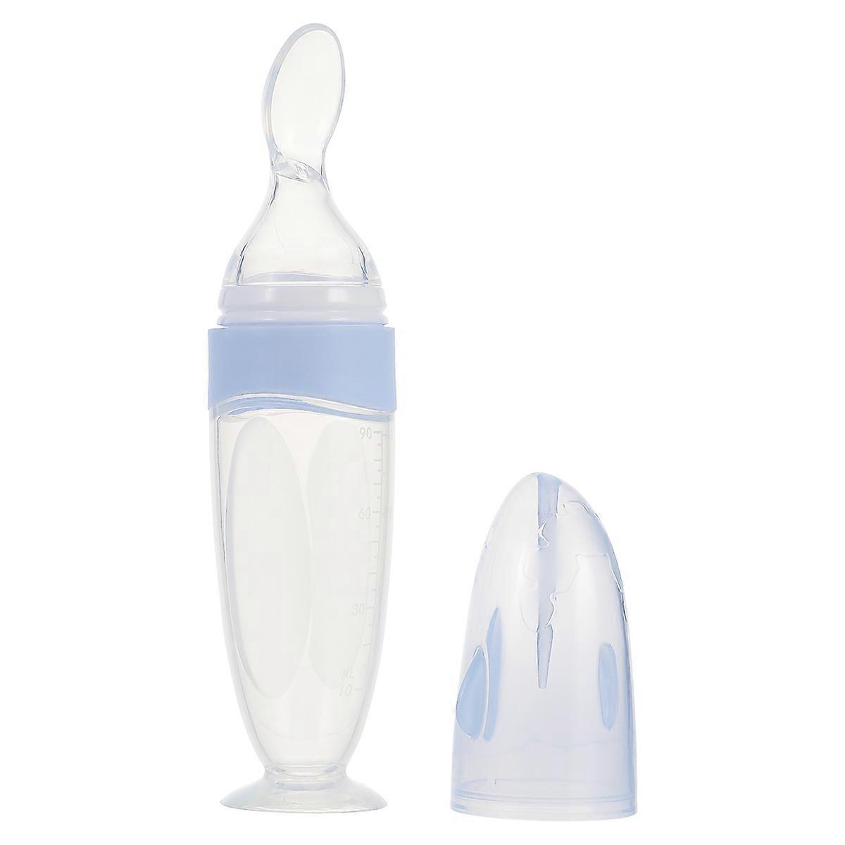 Silicone Squeeze Feeder for Feeding 1Pcs Blue Silicone Rice Paste Bottle