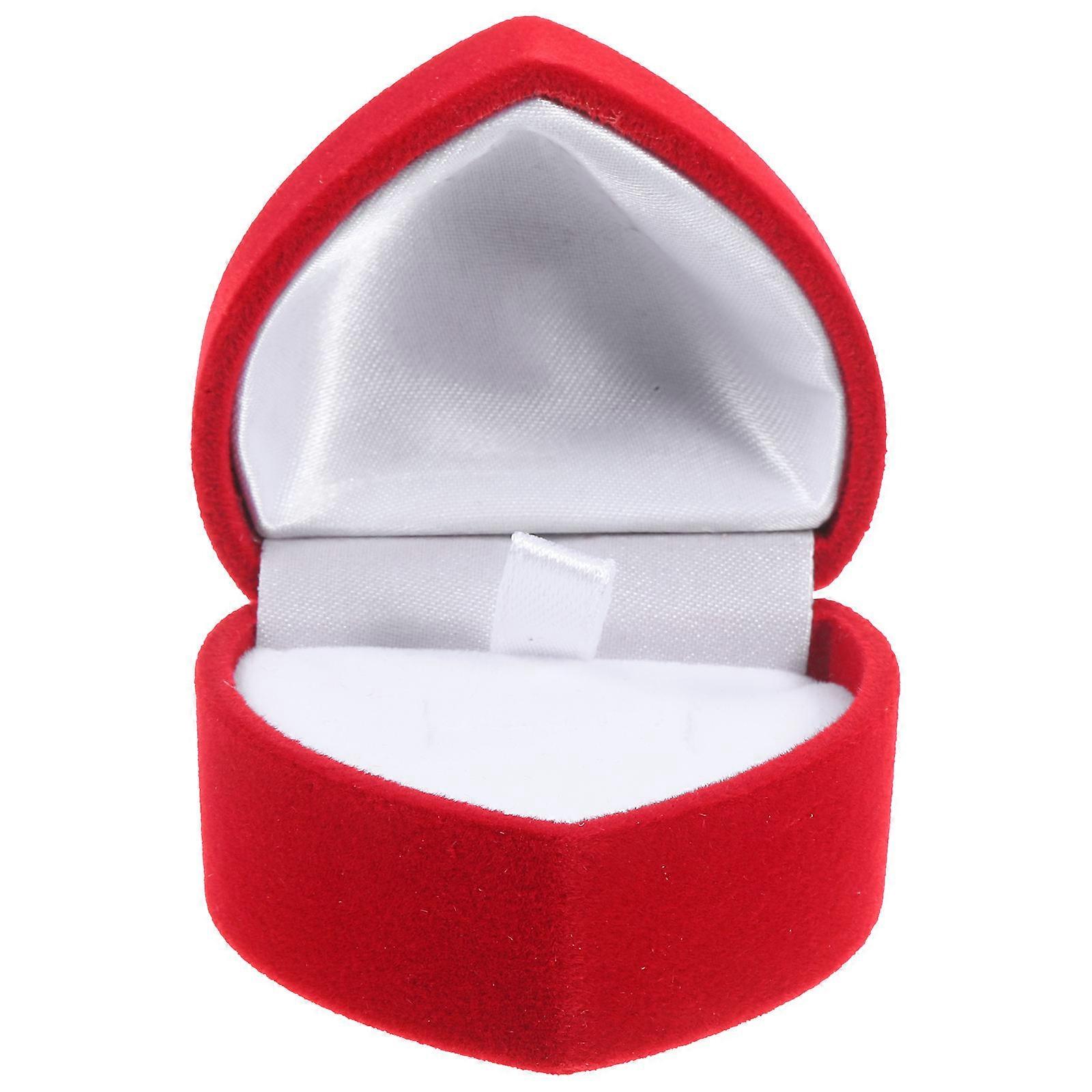 Heart Shaped Ring Box for Engagement with Plush Flocking 1 Piece