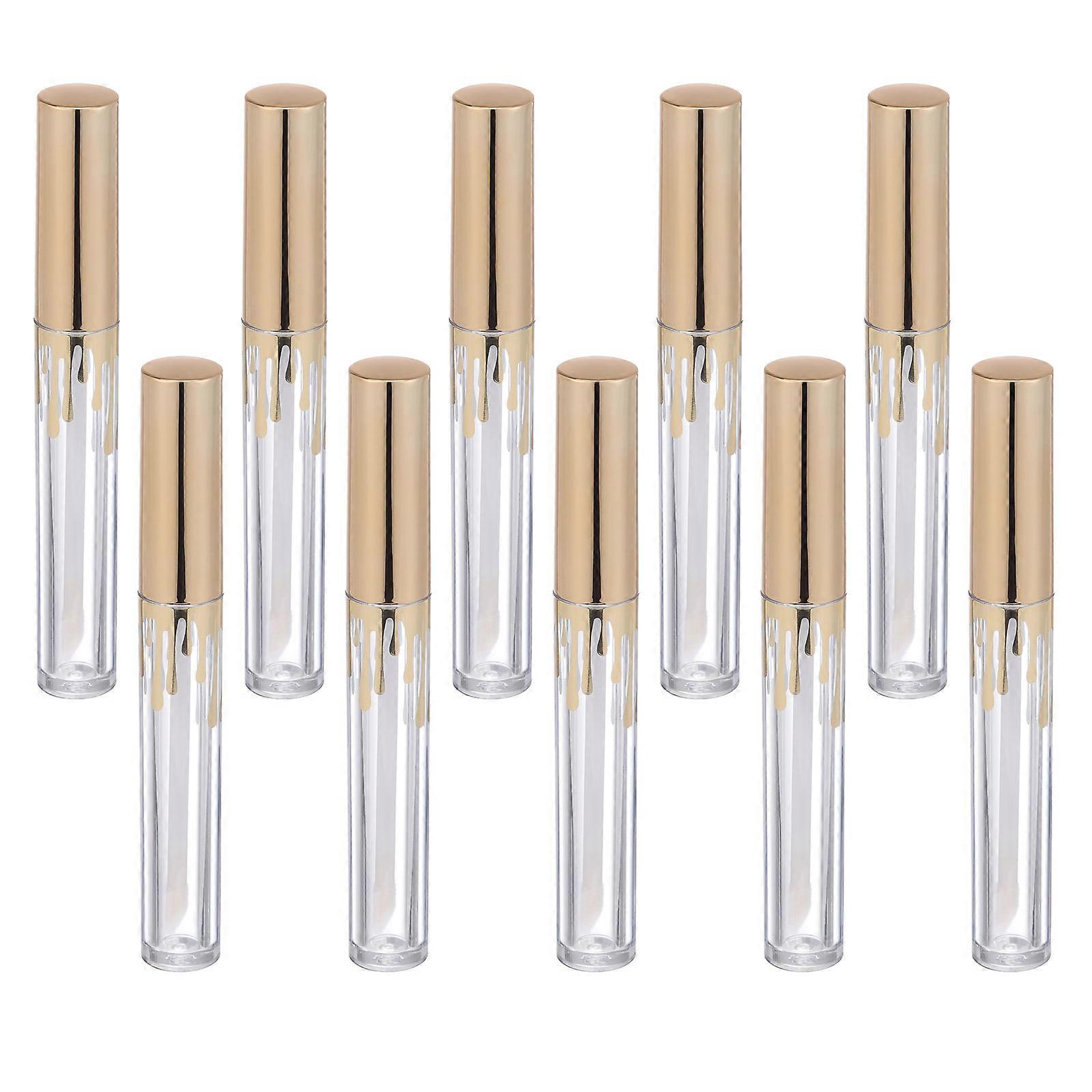 Empty Lipsticks Tubes for Storage Use 10Pcs Golden Plastic Containers