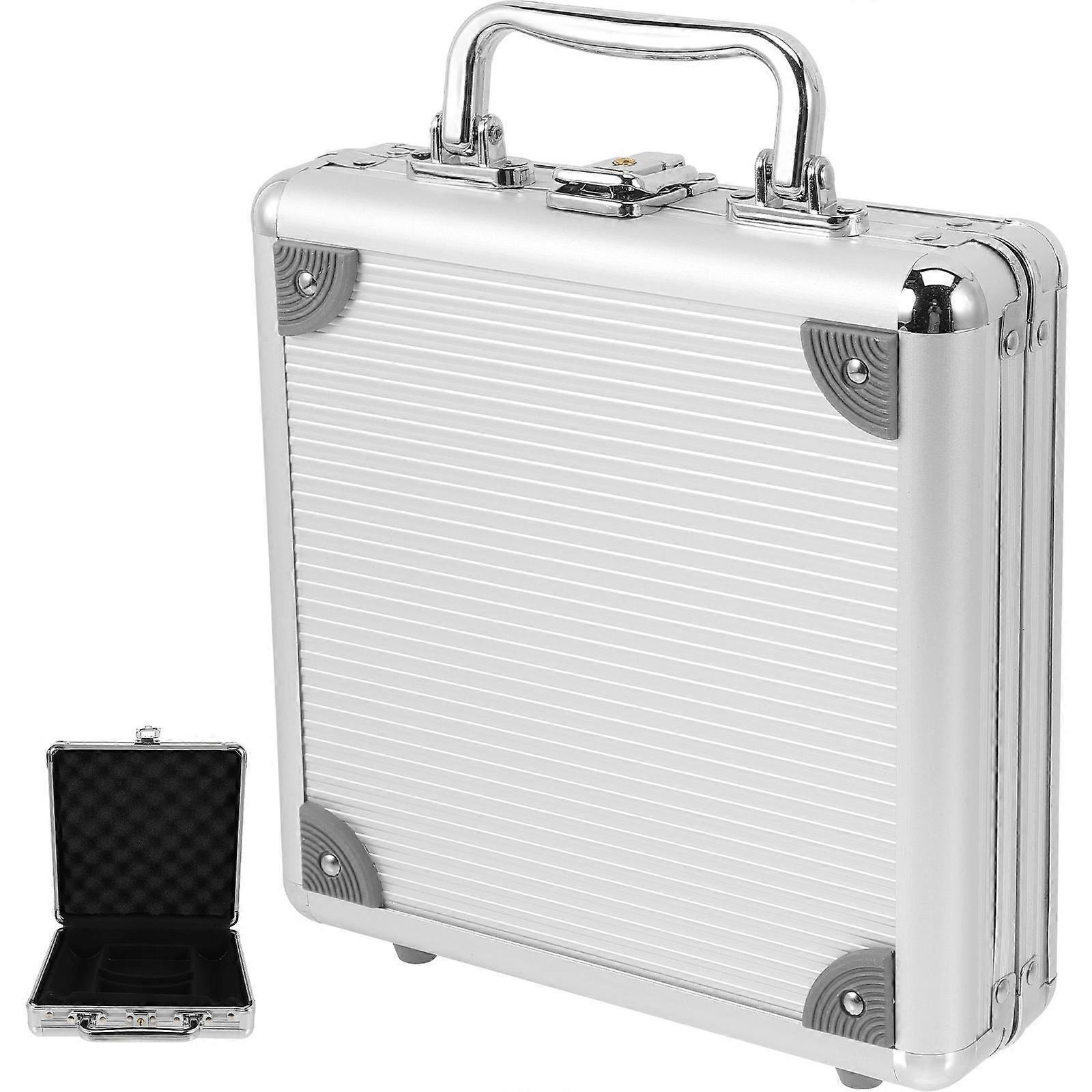 Silver Alloy Poker Chip Case for Storage Use with Large Capacity