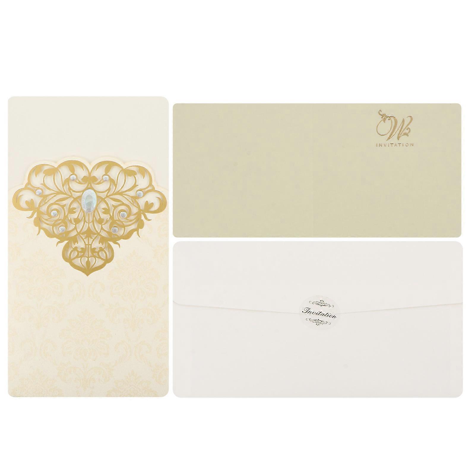 White Wedding Invitations Diamond Cards for Wedding 10Pcs with Envelopes