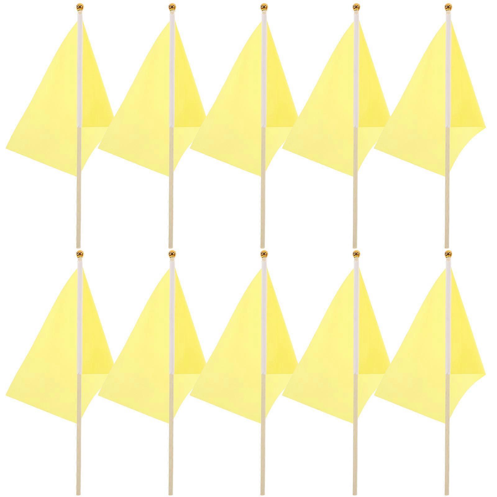 Handheld Colored Flags Yellow Small Solid Flags for Parade Celebration 25Pcs