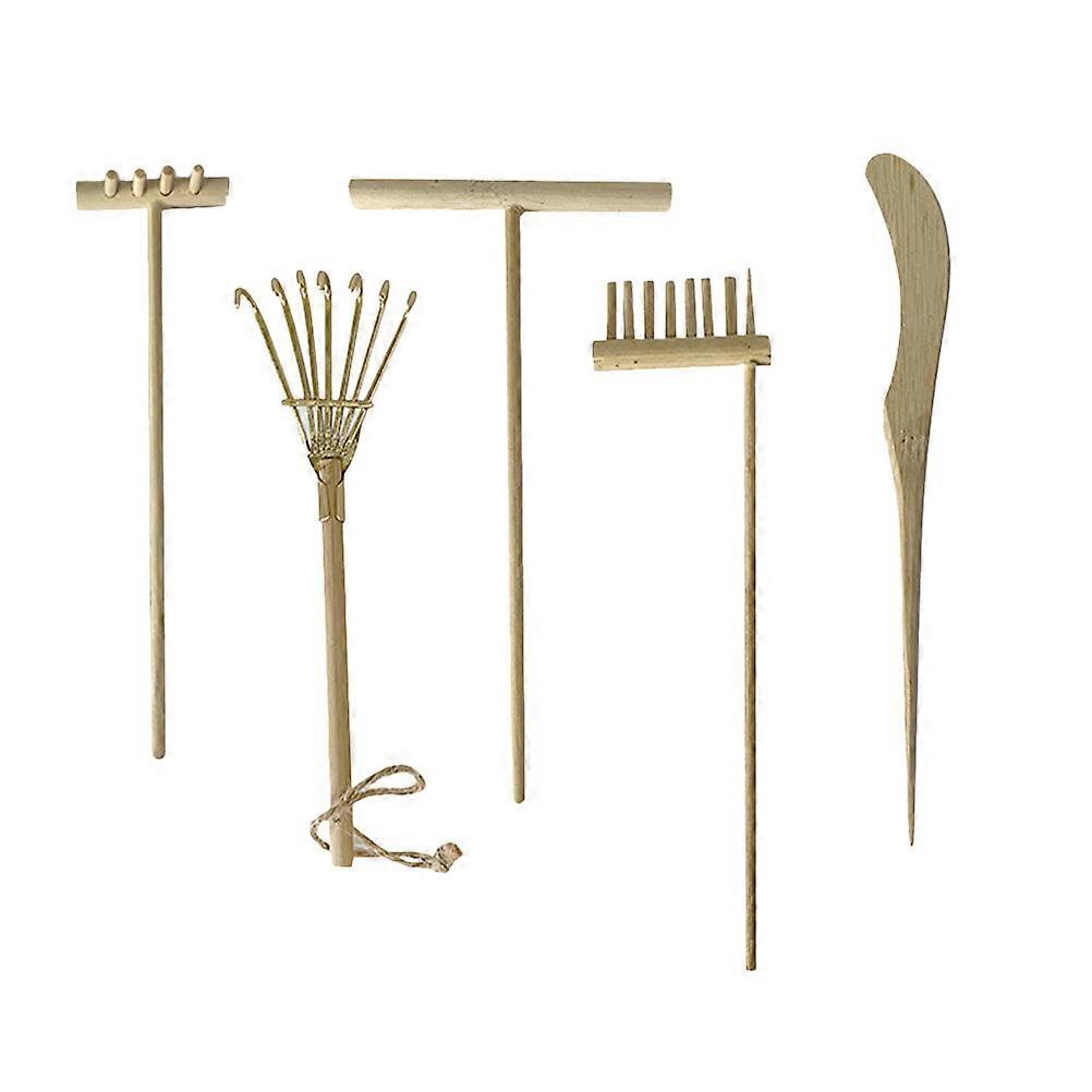 Bamboo Sand Smoothing Rake Set for Micro Landscape Decoration 5Pcs