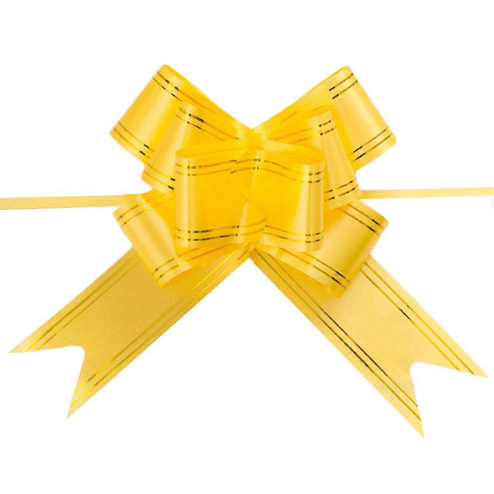Golden Side Pull Bows for Wedding Decoration 20Pcs Yellow String Bows