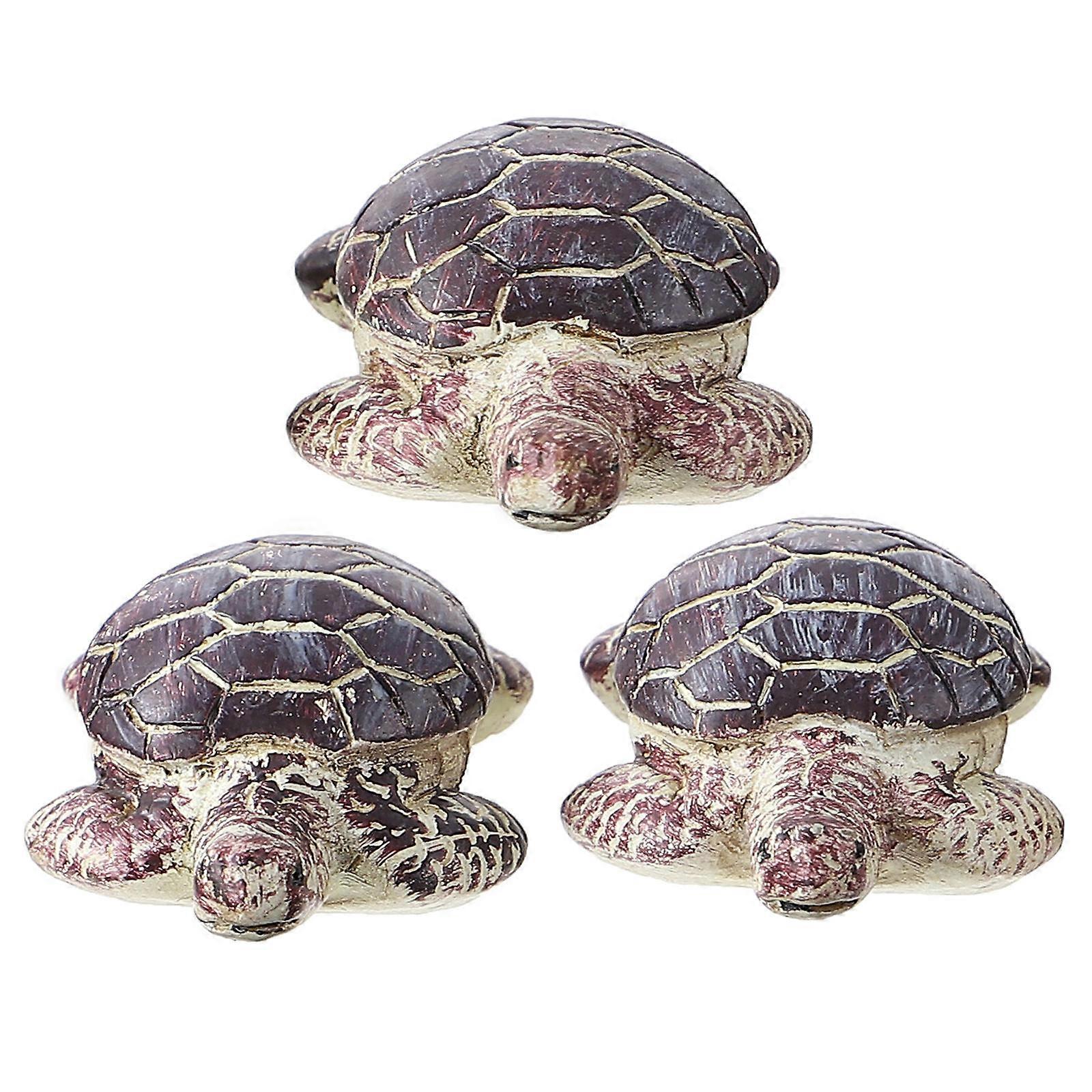 Resin Turtle Model for Decor 3Pcs Miniature Statue Figurines