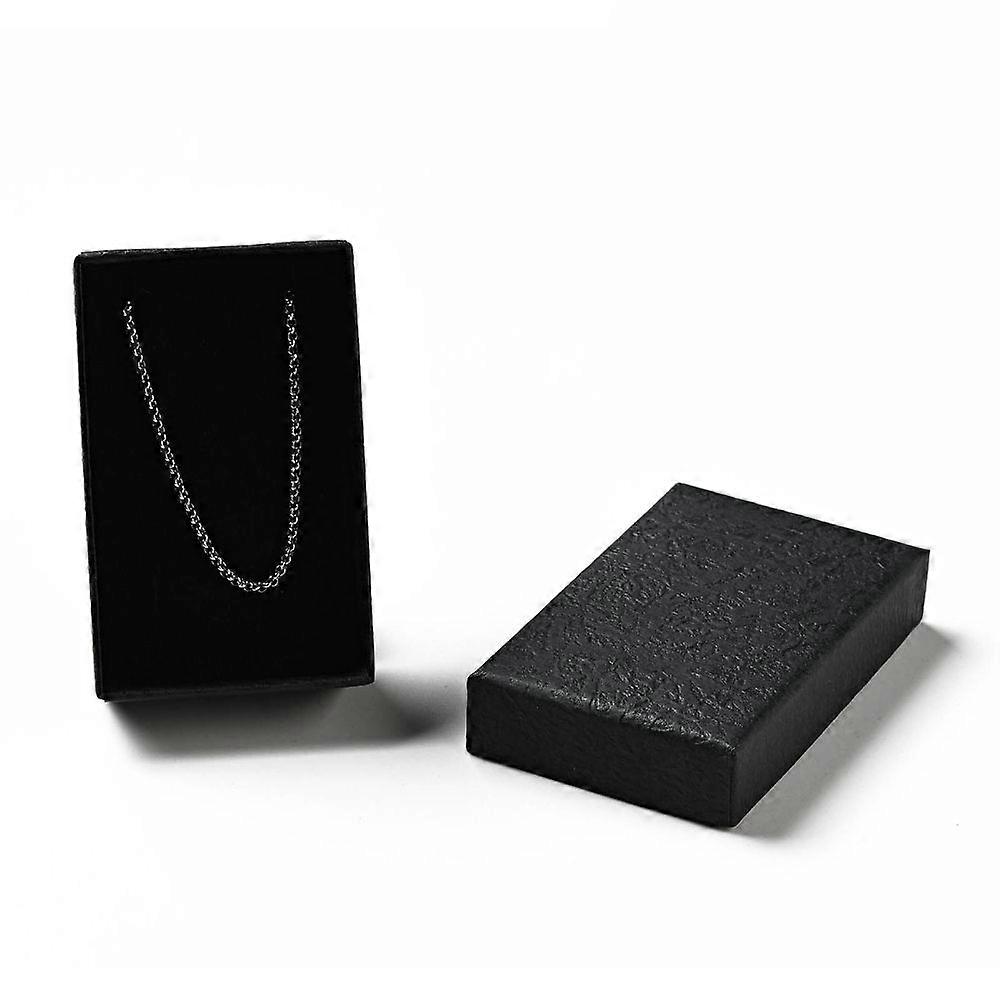 Texture Paper Necklace Gift boxes with Sponge Mat Inside Rectangle Black 8.1x5.1x2.7cm Inner Diameter:4.6x7.3cm Deep: 2.5cm