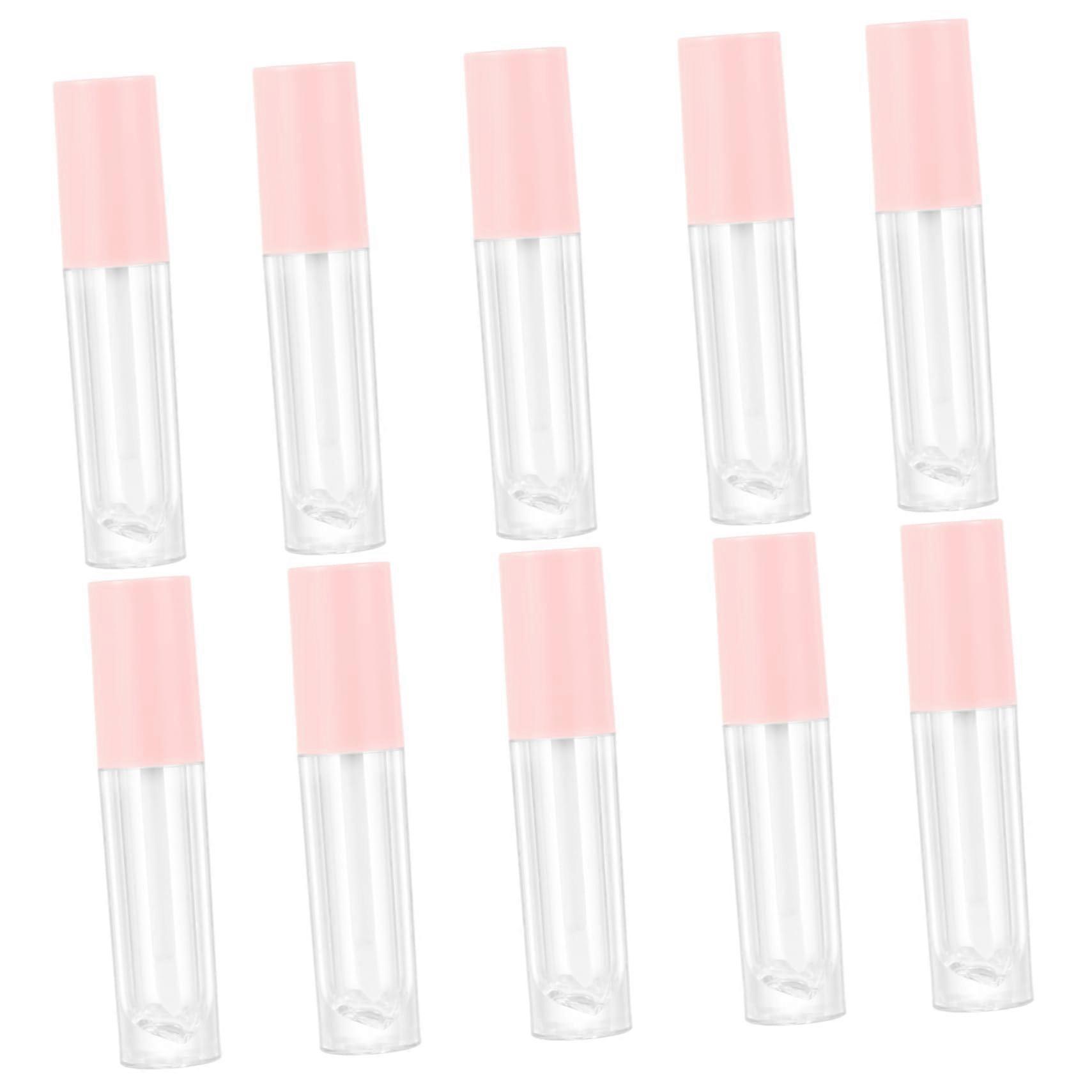 10pcs Empty Lip Gloss Tubes with Leakproof Wand Applicator for DIY Cosmetics, Pink