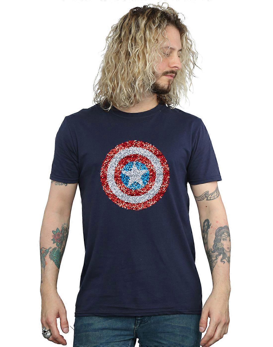 마블 남성용 캡틴 아메리카 픽셀 방패 티셔츠