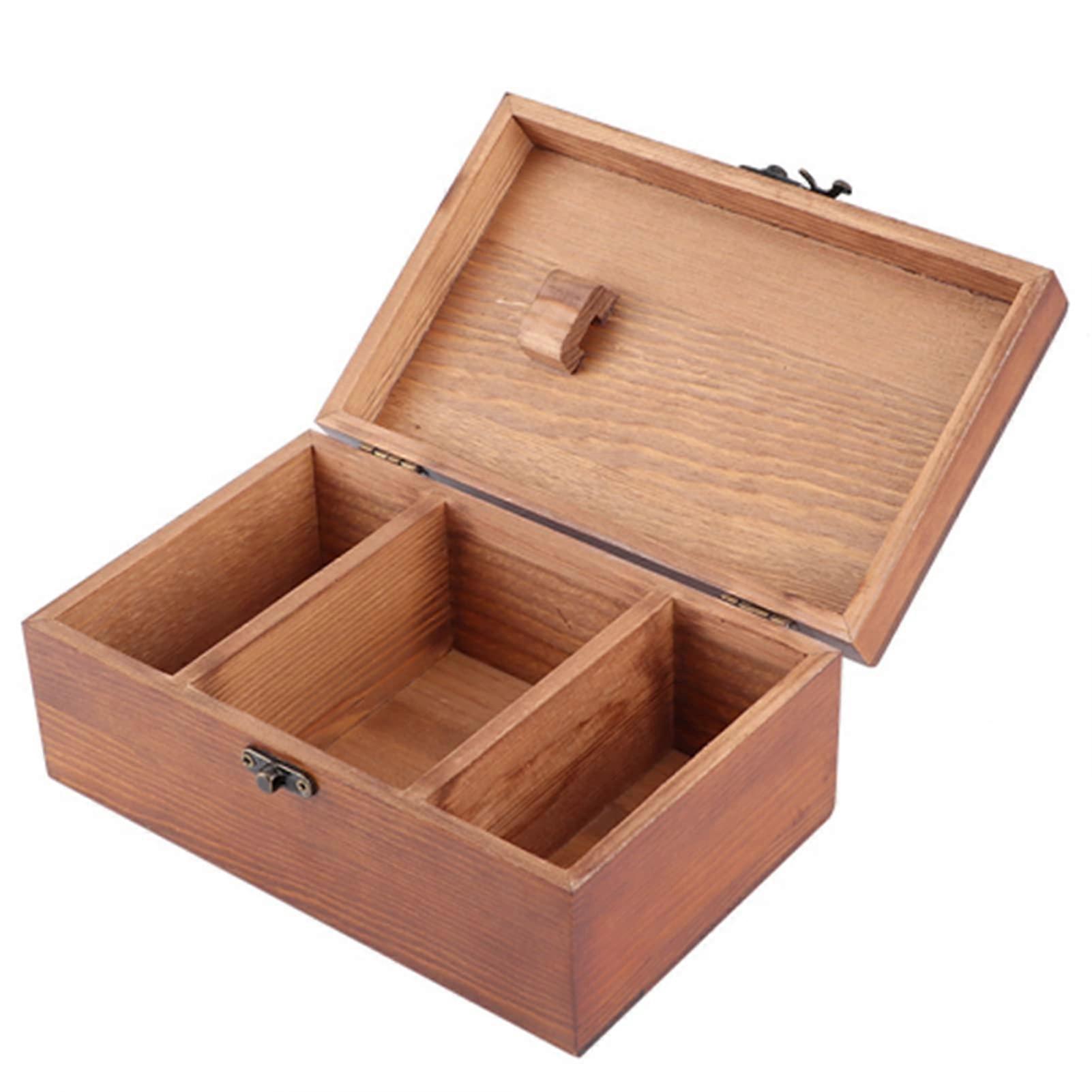 Wooden Sewing Box Vintage Pine Needle and Thread Organizer with Decorative Taraxacum Pattern